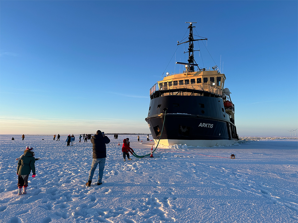 Icebreaker Arktis Cruise walking on ice